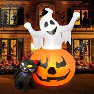 🎃 halloween inflatables combo: spooky pumpkin, black cat & witch - 5 ft, with led lights, clearance yard decorations логотип