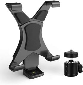 img 4 attached to 📱 360 Degree Rotatable Ball Head iPad Tripod Mount Adapter for iPad Air, iPad Mini, Kindle Fire, Samsung Galaxy Tab, Microsoft Surface, Universal Tablet Clamp Holder for Tripod Monopod, and More