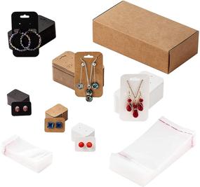 img 4 attached to 💎 Elegant Jewelry Packaging Set: 400 Earrings and Necklace Display Cards with Bags