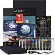 🎨 arteza metallic gouache paint set, 12 colors with foldable black canvas paper bundle - diy kit for artists & beginners, art supplies for adults logo