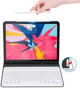 img 1 attached to 🐰 Ayotu iPad Pro 11 Keyboard Case 2018(Old Model) | Detachable Wireless Keyboard | Supports Apple Pencil Charging | Ultra Slim PU Leather Stand Cover with Auto Sleep/Wake | Compatible with iPad Pro 11'' 2018 | Happy Rabbit