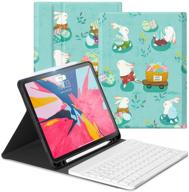 🐰 ayotu ipad pro 11 keyboard case 2018(old model) | detachable wireless keyboard | supports apple pencil charging | ultra slim pu leather stand cover with auto sleep/wake | compatible with ipad pro 11'' 2018 | happy rabbit logo