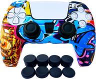 🎮 ps5 controller skins - silicone protector cover for dualshock with 8 x pro thumb grip caps (graffiti) - sony playstation 5 accessories логотип