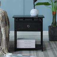 🌙 k knowbody nightstand/end table: stylish steel frame with drawer for living room and bedroom décor, black wood top logo