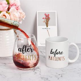 img 2 attached to 🩺 Gtmileo 11 oz Coffee Mug and 15 oz Stemless Wine Glass Set - Ideal for Nurses, Doctors, Dentists, Dental, Physicians, and Hygienists - Before and After Patients