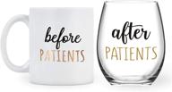 🩺 gtmileo 11 oz coffee mug and 15 oz stemless wine glass set - ideal for nurses, doctors, dentists, dental, physicians, and hygienists - before and after patients logo