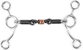 img 4 attached to Stainless Steel Low Leverage Black Horse Snaffle Bit with Copper Roller Twist and Loose Mouth, Enhanced with Stiff-Bit Copper Wire Wrap