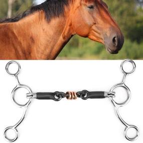 img 2 attached to Stainless Steel Low Leverage Black Horse Snaffle Bit with Copper Roller Twist and Loose Mouth, Enhanced with Stiff-Bit Copper Wire Wrap