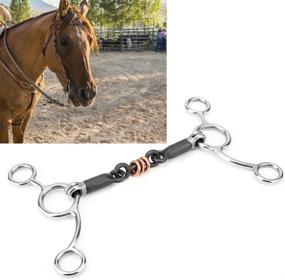 img 1 attached to Stainless Steel Low Leverage Black Horse Snaffle Bit with Copper Roller Twist and Loose Mouth, Enhanced with Stiff-Bit Copper Wire Wrap