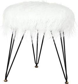 img 4 attached to 🪑 Joveco 16" Faux Fur Stool Ottoman - Elegant and Modern Vanilla White Footstool - Stylish Bedroom and Living Room Vanity Stool - Fluffy Accent Furniture with Strong Metal Legs