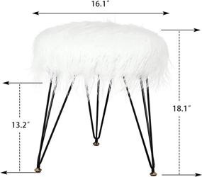 img 2 attached to 🪑 Joveco 16" Faux Fur Stool Ottoman - Elegant and Modern Vanilla White Footstool - Stylish Bedroom and Living Room Vanity Stool - Fluffy Accent Furniture with Strong Metal Legs