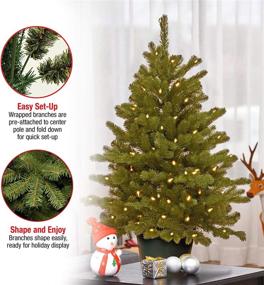 img 1 attached to 🎄 National Tree Company 'Feel Real' Artificial Christmas Tree for Entrances with White Lights, Stand Included, Hampton Spruce - 3ft