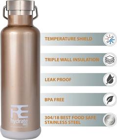 img 2 attached to Rehydrated Pro 25oz Insulated Water Bottle with Straw - Keep Liquids Hot or 🍶 Cold, Bonus Lids and Leak-Proof Flask - Triple Wall Vacuum Insulation, Perfect for Gift Giving