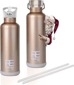 img 4 attached to Rehydrated Pro 25oz Insulated Water Bottle with Straw - Keep Liquids Hot or 🍶 Cold, Bonus Lids and Leak-Proof Flask - Triple Wall Vacuum Insulation, Perfect for Gift Giving