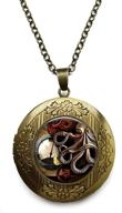 unique vintage bronze locket pendant necklace with personalized neptune picture - includes free brass chain and gift logo