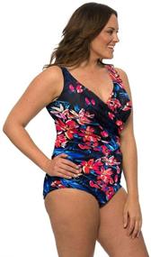 img 1 attached to 👙 Flattering Plus Size One Piece Swimsuit: Caribbean Sand Ruched with Tummy Control for Women