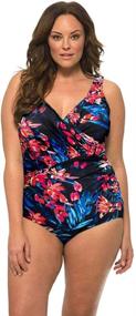 img 3 attached to 👙 Flattering Plus Size One Piece Swimsuit: Caribbean Sand Ruched with Tummy Control for Women