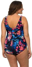 img 2 attached to 👙 Flattering Plus Size One Piece Swimsuit: Caribbean Sand Ruched with Tummy Control for Women