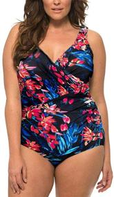 img 4 attached to 👙 Flattering Plus Size One Piece Swimsuit: Caribbean Sand Ruched with Tummy Control for Women