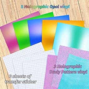 img 3 attached to 🌈 AISHNA Holographic Vinyl Permanent Adhesive Sheets - 12x12 inches - 5 Holographic Opal Vinyl + 3 Holographic Scaly Pattern Vinyl + 3 Transfer Paper - Ideal for Car, Craft Cutter, DIY Decorating, Party