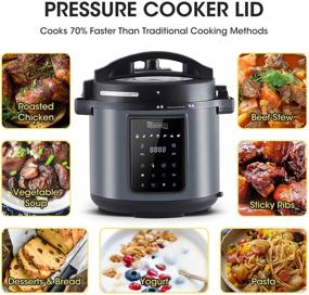 img 2 attached to 🍳 MICHELANGELO 6QT Air Fryer Pressure Cooker Combo - All-in-1 Multi-Functional Appliance with Two Detachable Lids for Pressure Cooker, Pressure Fryer, Air Fryer, Rice Cooker, Slow Cooker, Steamer & Warmer