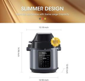 img 1 attached to 🍳 MICHELANGELO 6QT Air Fryer Pressure Cooker Combo - All-in-1 Multi-Functional Appliance with Two Detachable Lids for Pressure Cooker, Pressure Fryer, Air Fryer, Rice Cooker, Slow Cooker, Steamer & Warmer