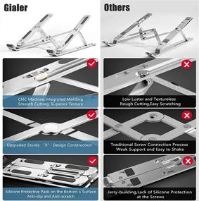 img 1 attached to 💻 Ноутбук стенд: регулируемая высота, портативный стенд для компьютера, алюминиевый эргономический держатель для ноутбука MacBook Air Pro, Dell, HP, Lenovo (10-15,6 дюймов) - серебро.