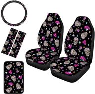 cozeyat floral sugar skull pigeon print automobile seats protector 2pc with steering wheel cover logo