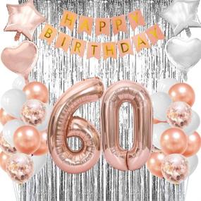 img 4 attached to Rose Gold Happy 60th Birthday Decorations for Women - 60th Birthday Party Supplies with Banner and Balloon Numbers