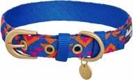 🐶 blueberry pet 2021 adjustable dog collar with metal buckle - southwestern tribal triangles design in navy blue, neck 13-16.5" - ideal for medium breed dogs logo