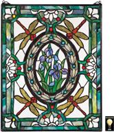 🐉 design toscano dragonfly floral stained glass window hanging panel: 25 inch full color decor for home or office logo