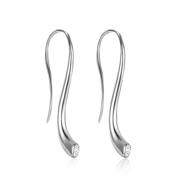 👂 upside down arc curved open hoop drop earrings for women and girls, platinum or rose gold plated, pull through threader earrings, sizes 30mm to 42mm logo