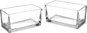img 4 attached to 🎉 Stylish Set of 2 - 7.5 Inch Clear Glass Rectangle Block Vases for Weddings