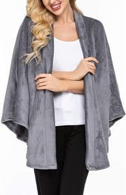 img 3 attached to Ekouaer Cashmere Oversized Flannel Gardigan Women's Accessories for Scarves & Wraps