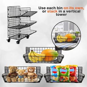 img 2 attached to Z Basket Collection: 3 Tier Fruit Basket Stand with 🥦 Wheels - Under Sink Organizers and Storage for Potatoes, Onions, and More!