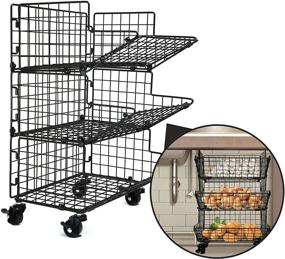 img 4 attached to Z Basket Collection: 3 Tier Fruit Basket Stand with 🥦 Wheels - Under Sink Organizers and Storage for Potatoes, Onions, and More!