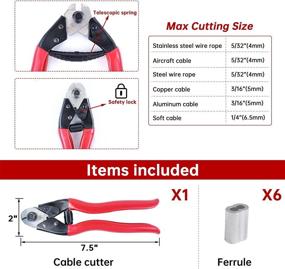 img 3 attached to 🔪 Muzata Heavy Duty Stainless Steel Cable Cutter: Ideal for Deck Stair Railing, Metal Fencing, and Bicycle Brakes - Up to 5/32" Wire Rope Capacity - Includes 6Pcs Ferrules CR12, CT1