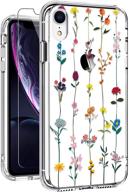 🌸 giika iphone xr clear floral design ultra-thin shockproof protective phone case with glass screen protector for women girls - 6.1 inch 2018 logo