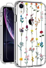 img 4 attached to 🌸 GiiKa iPhone XR Clear Floral Design Ultra-Thin Shockproof Protective Phone Case with Glass Screen Protector for Women Girls - 6.1 Inch 2018