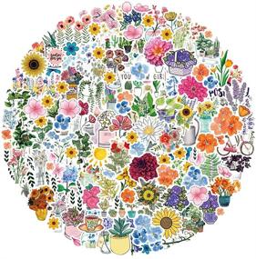 img 4 attached to 🌸 Colorful Flower and Plant Stickers for Boys Girls Teens - 151 Pcs Waterproof Vinyl Stickers for Flasks, Waterbottle, Laptop, Tablet, and More! My Garden Decals Pack