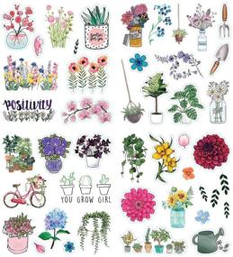 img 1 attached to 🌸 Colorful Flower and Plant Stickers for Boys Girls Teens - 151 Pcs Waterproof Vinyl Stickers for Flasks, Waterbottle, Laptop, Tablet, and More! My Garden Decals Pack