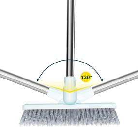 img 3 attached to 🧽 HIFFIUP Grout Brush: 35-inch Long Handle Scrubber for Effortless Cleaning, 120° Rotatable Bathtub & Tile Floor Crevice Brush in Light Blue