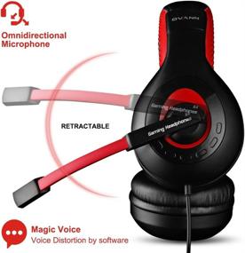 img 2 attached to DLAND Gaming Headset - Wired Bass Stereo Noise Isolation Headphones with Mic for Online Gaming - Compatible with Laptop, Cellphone, PS4 - Volume Control - Black and Red