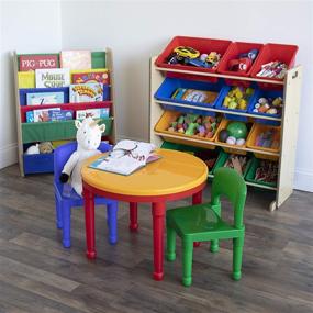 img 1 attached to 🧸 Humble Crew Kids Activity Table and Chairs Set: 2-in-1 Building Blocks-Compatible, Round, Red/Green/Blue, Primary Colors