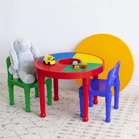 img 3 attached to 🧸 Humble Crew Kids Activity Table and Chairs Set: 2-in-1 Building Blocks-Compatible, Round, Red/Green/Blue, Primary Colors