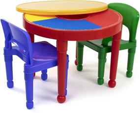 img 4 attached to 🧸 Humble Crew Kids Activity Table and Chairs Set: 2-in-1 Building Blocks-Compatible, Round, Red/Green/Blue, Primary Colors