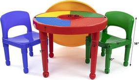 img 2 attached to 🧸 Humble Crew Kids Activity Table and Chairs Set: 2-in-1 Building Blocks-Compatible, Round, Red/Green/Blue, Primary Colors