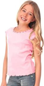 img 2 attached to 👚 Kavio Girls Lettuce Sleeve Heather Girls' Clothing: Stylish Tops, Tees & Blouses