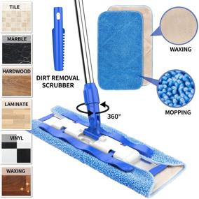 img 3 attached to 🧹 MR.SIGA Professional Microfiber Mop: Effective Cleaning for Hardwood, Laminate, Tile Floors - Stainless Steel Handle, 3 Reusable Mop Pads, 1 Dirt Removal Scrubber