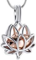 🌺 cremation jewelry lotus flower urn necklaces for ashes - memorial keepsake lockets for women and men, hollow ashes pendants logo